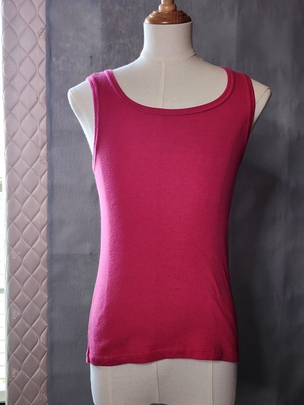 Wonder Nation girls pink tank top ribbed cotton blend size L 10–12 - Picture 7 of 8
